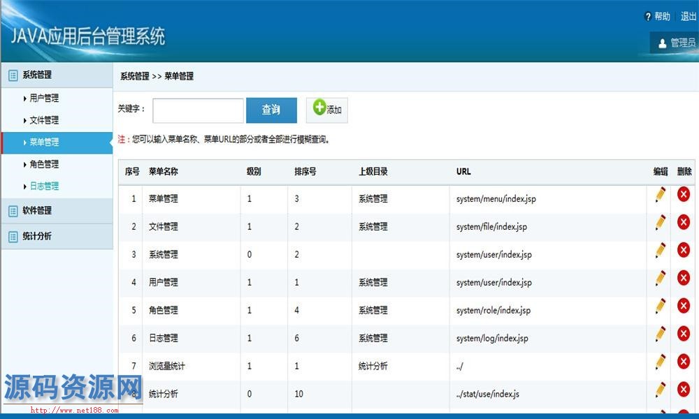 Java应用后台管理系统源码 JAVA系统通用权限管理系统源码