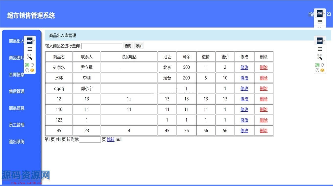 Java web超市后台管理系统源码