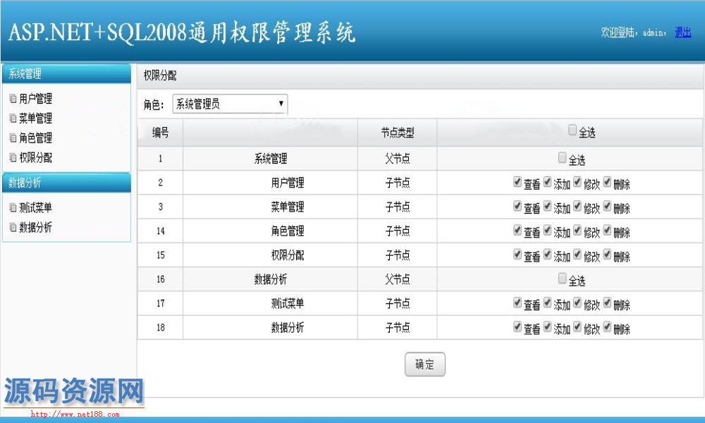 ASP.NET+SQL2008通用权限管理系统源码