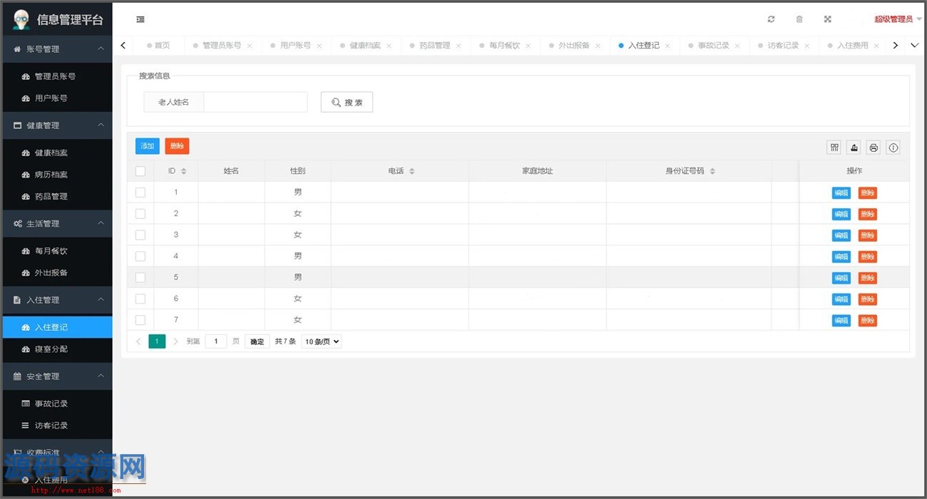 java养老院管理系统源码带文字安装教程