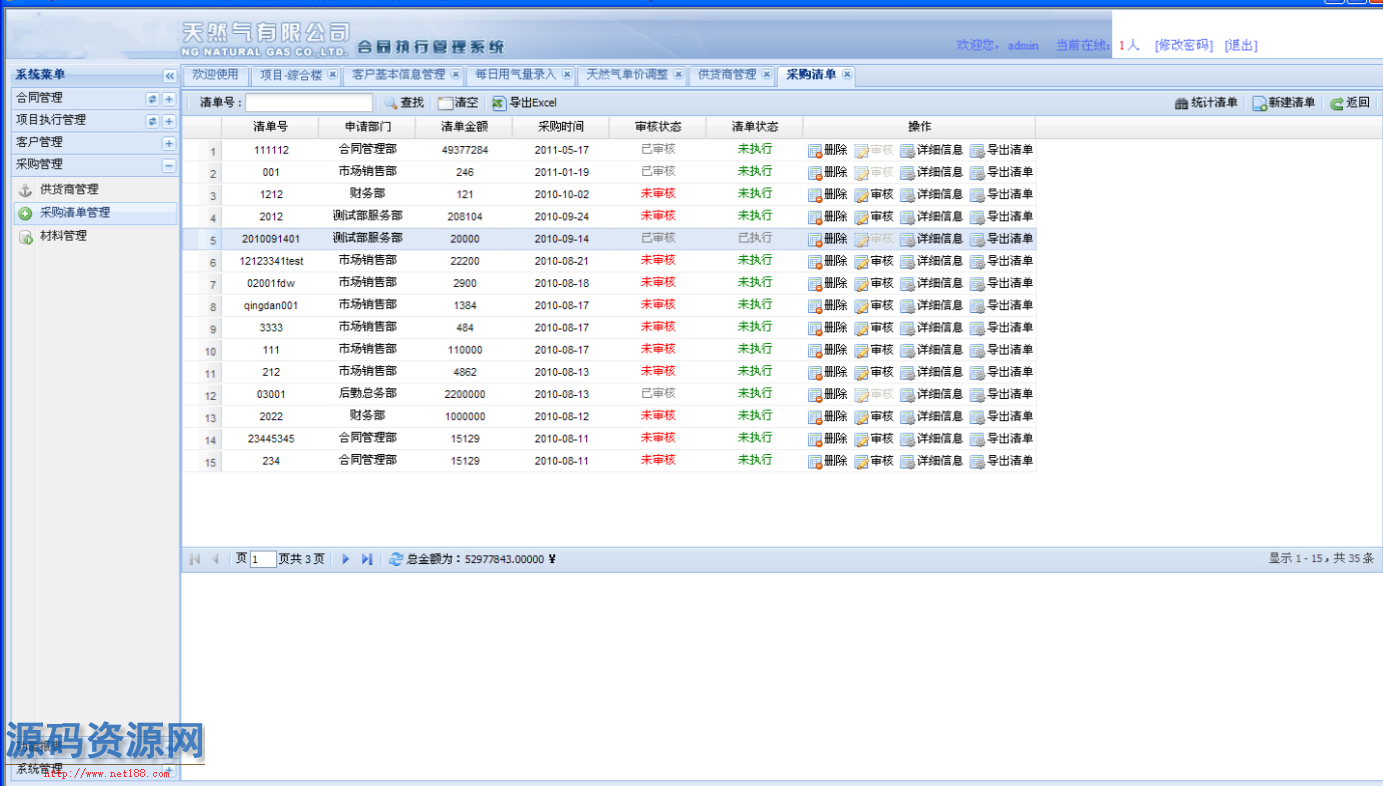 C#企业合同管理系统源码 合同执行管理系统源码