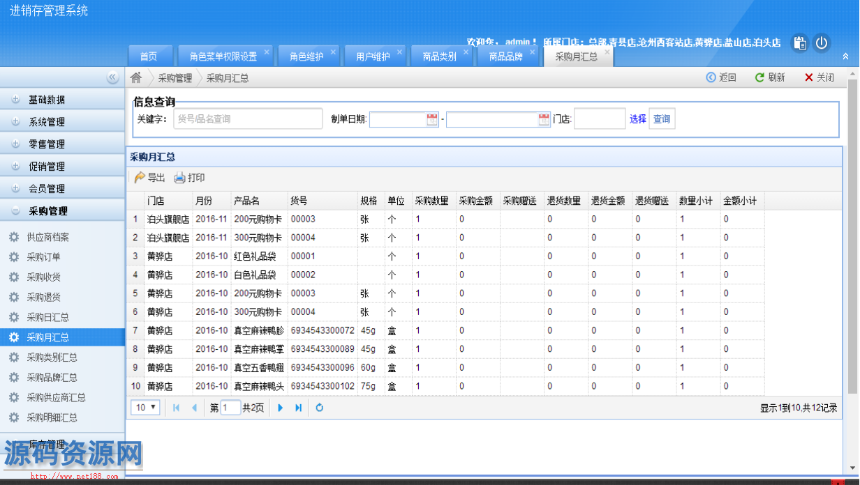 C#多店进销存管理系统源码 连锁店进销存ERP源码