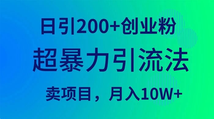 超暴力引流法，日引 300+ 创业粉，卖项目月入 10W+