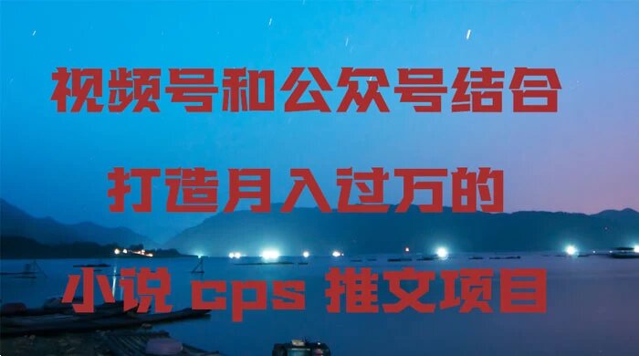 视频号和公众号结合打造月入过万的小说 CPS 推文项目