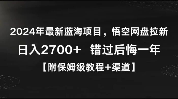 2024 年最新蓝海项目，悟空网盘拉新，日入 2700+ 错过后悔一年【附保姆级教程+渠道】 ...