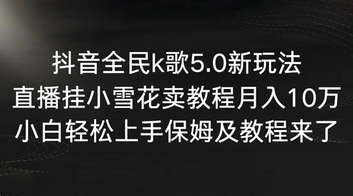 抖音全民 K 歌 5.0 新玩法，直播挂小雪花卖教程月入 10 万，小白轻松上手，保姆及教程来了 ...