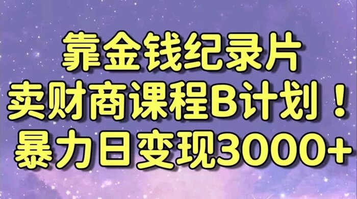 靠金钱纪录片售卖财商课程，暴力日变现3000+，喂饭式教学