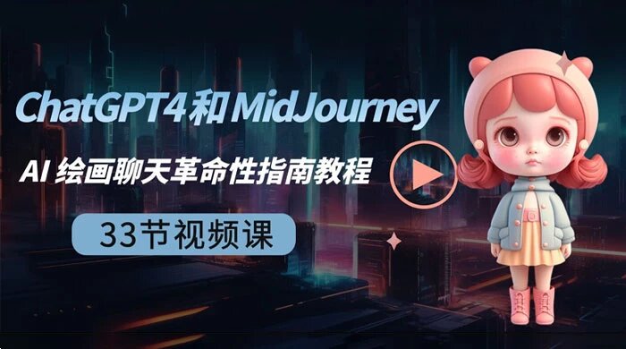 ChatGPT4 和 MidJourney AI 绘画聊天革命性指南教程（中英字幕 33 节课）