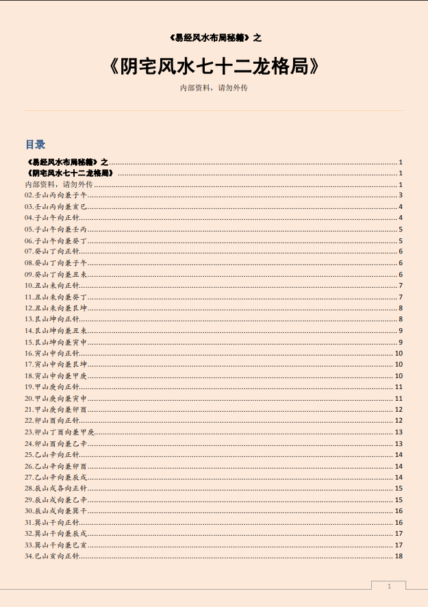 [风水学核心资料]阴宅风水七十二龙格局PDF文档