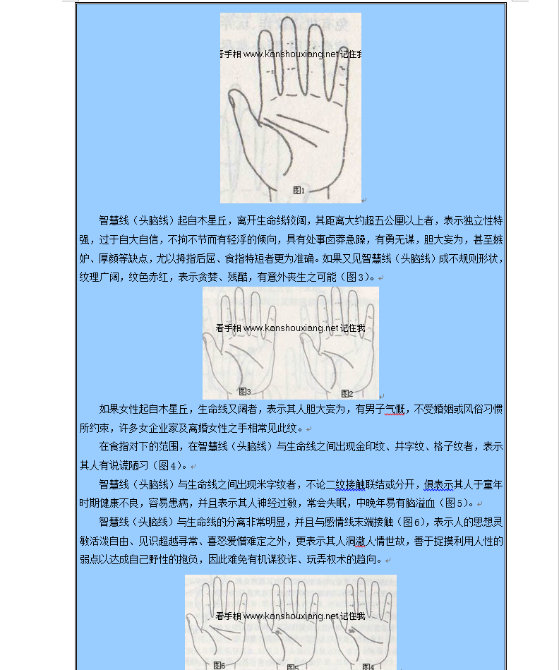 [手相]手相智慧线图解大全DOC文档