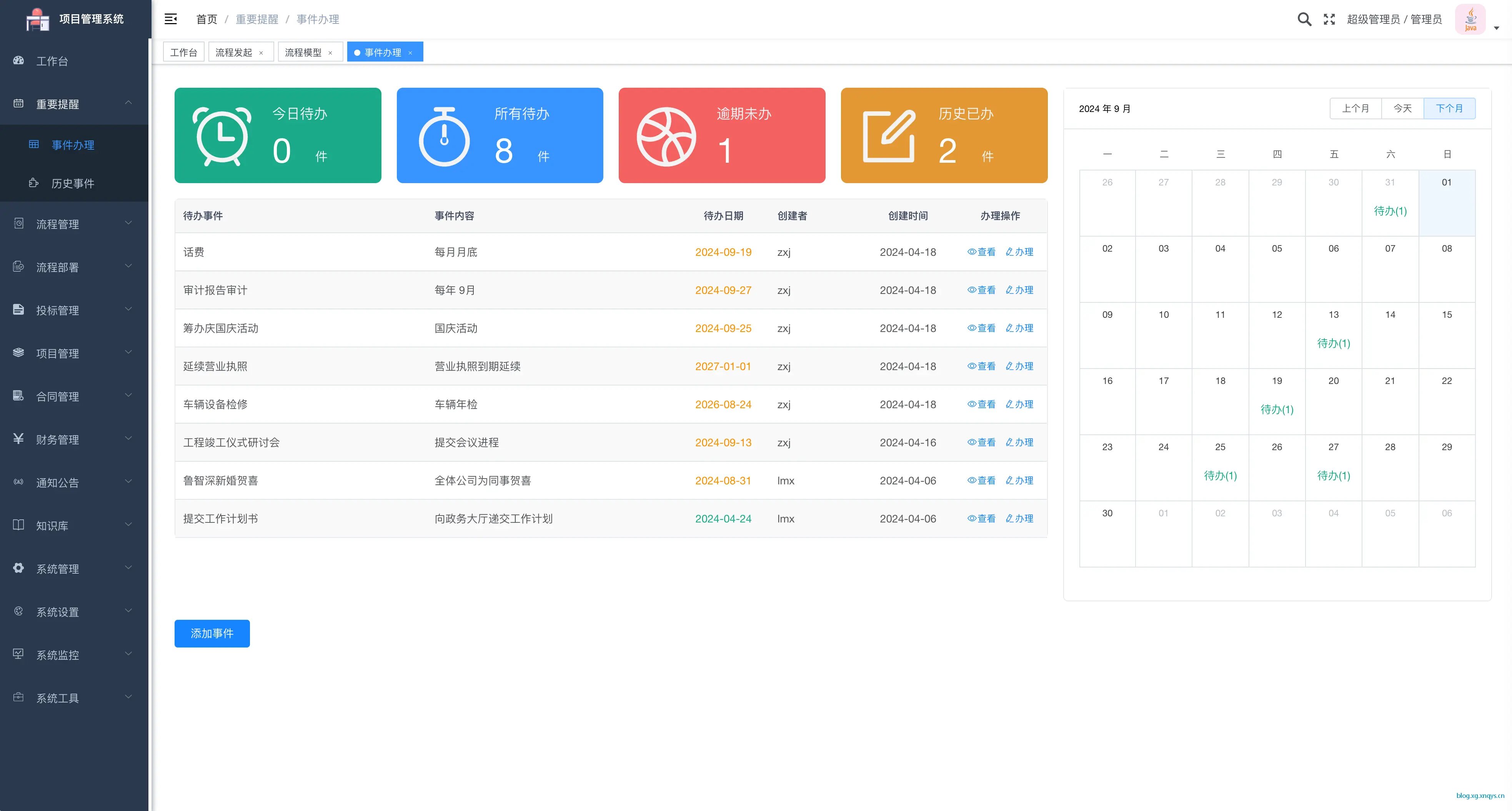 一款OA办公适用于工程项目的投标管理、项目进度及成本控制