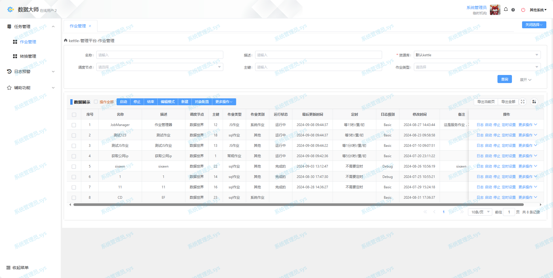 专门为kettle这款优秀的ETL工具开发的web端管理工具 一个灵活的数据流转平台，Kettle 的数据流转及调度平台 ...