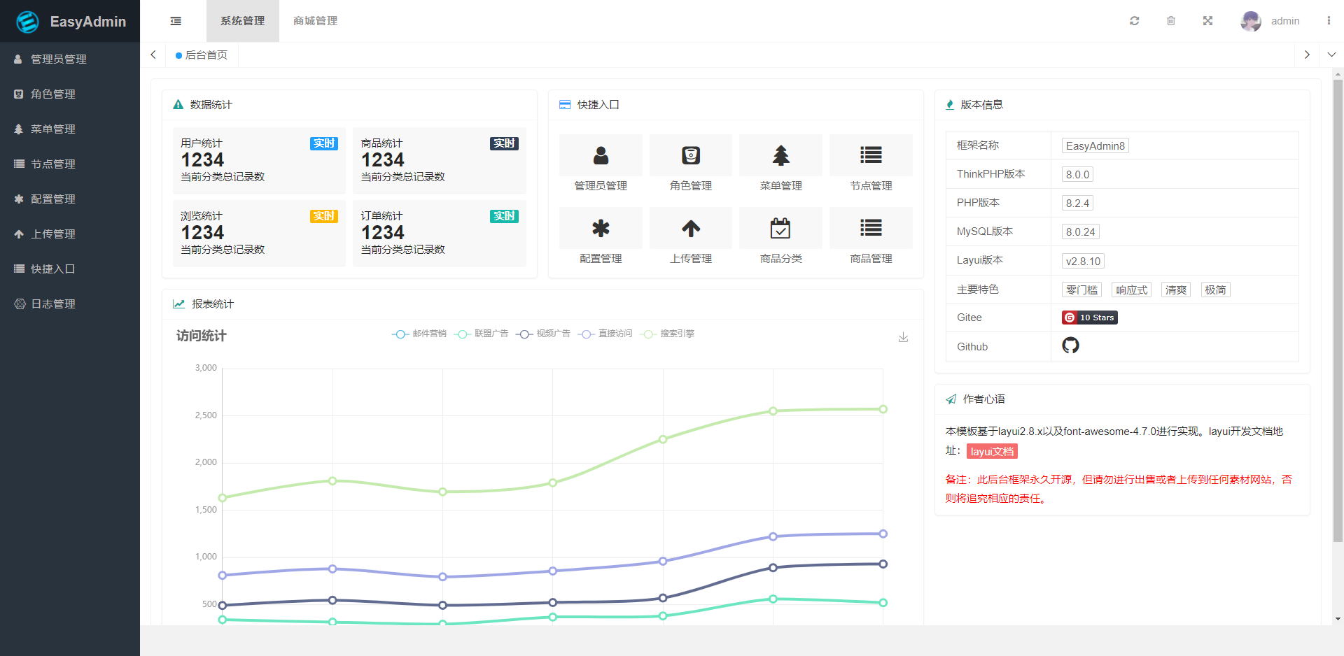 基于ThinkPHP8.0搭建的后台管理系统,一款快速开发后台管理系统，可一键生成代码 ...