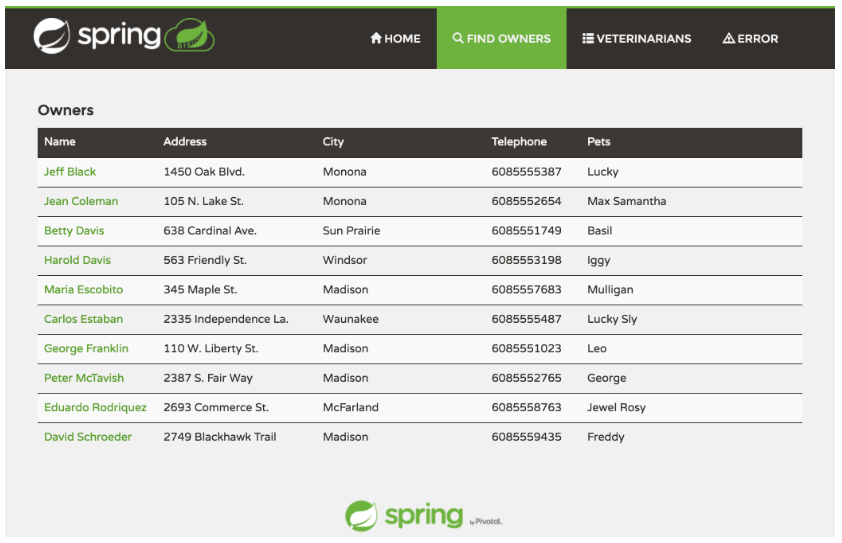 spring-petclinic， spring 官方例子-宠物医院