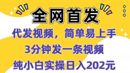 代发视频，简单易上手 3分钟发一条视频 纯小白实操日入202元