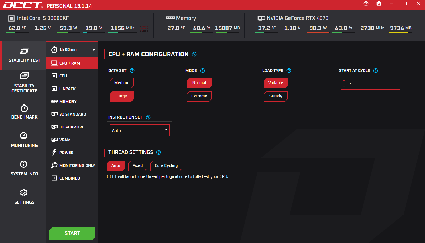 OCCT电脑硬件测试 v13.1.14.99 便携版