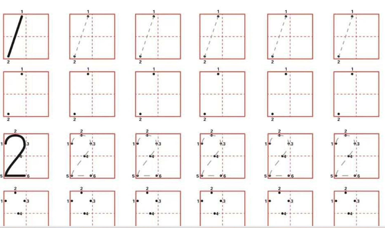 数字描红顺序，点点连线数字字帖，PDF文档