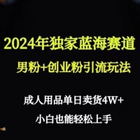 2024 年独家蓝海赛道男粉+创业粉引流玩法，成人用品单日卖货 4W+ 保姆教程