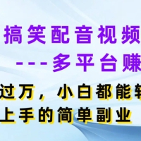 方言搞笑配音视频多平台赚收益，月入过w，小白都能轻松上手的简单副业