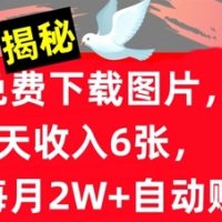 免费下载图片，1天收入6张，每月2W+自动赚钱，实战教程