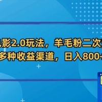 新春电影 2.0 玩法，羊毛粉二次变现，多种收益渠道，日入 800+