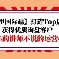 【阿里国际站】打造 TOP 店铺：获得优质询盘客户，95% 的讲师不说的运营技巧