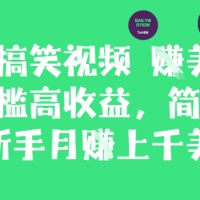 搬运搞笑视频挣美金，低门槛高收益，简单粗暴新手月入上千美刀