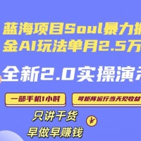 Soul 怎么做到单月变现 25000+ 全新 2.0 AI 掘金玩法全程实操演示小白好上手