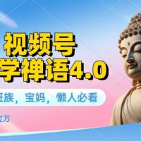 视频号佛学禅语4.0.纯原创视频，每天1-2小时，保底月入过W