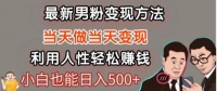 暴利项目最新风口，男粉自动变现，永不凋谢的网创项目，轻松日入500＋