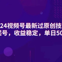 2024 视频号最新过原创技术，亲测三天起号，收益稳定，单日 500-1K